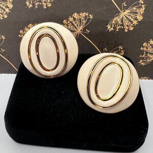 Creamy White Round Oversized CLIP Earrings